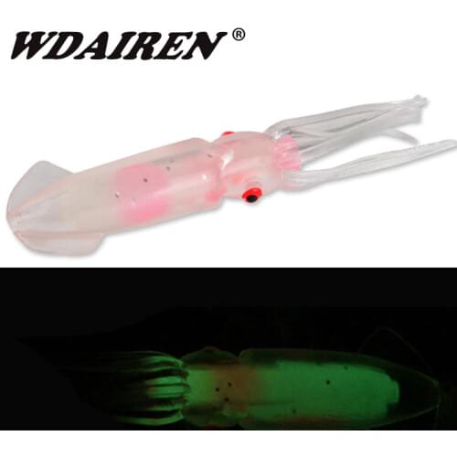 1Pcs Luminous Octopus Squid Fishing Lure 120mm 11g soft Bait Artificial rubber Baits Bass Wobblers skirt Swimbait Fishing Tackle