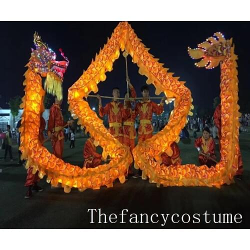 10.3m Chinese Spring Day Led lights CHINESE DRAGON DANCE Folk Festival WuLong Celebration Costume lion dance Kungfu