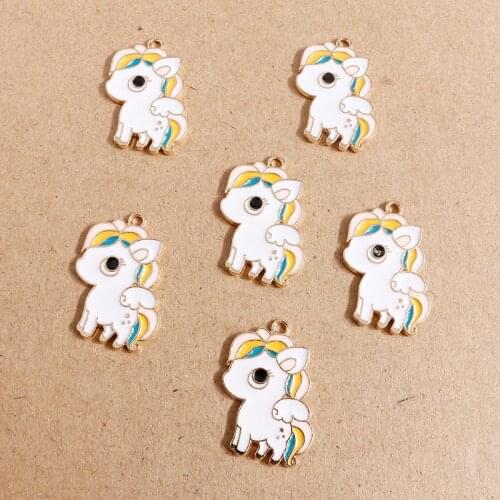 10pcs 18*28mm Cartoon Enamel Animal Horse Charms for Jewelry Making DIY Necklaces Earrings Pendants Handmade Crafts Accessories