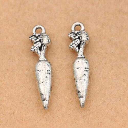 10pcs Tibetan Silver Plated Carrots Charm Pendants for Jewelry Making Necklace DIY Accessories Handmade 25x6mm