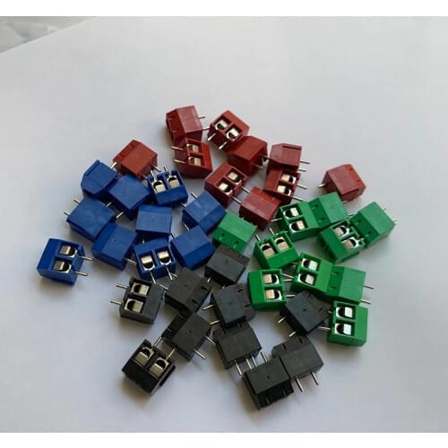 1000pcs/lot Kf-301 Screw Pcb Terminal Spacing 5.0 Kf301-2p Connector Terminal, Terminal Green, Black, Red, Blue
