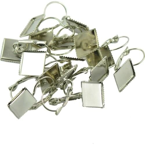 12pcs 12mm Pad Square Cabochon Back Earring Bases Jewelry Making DIY