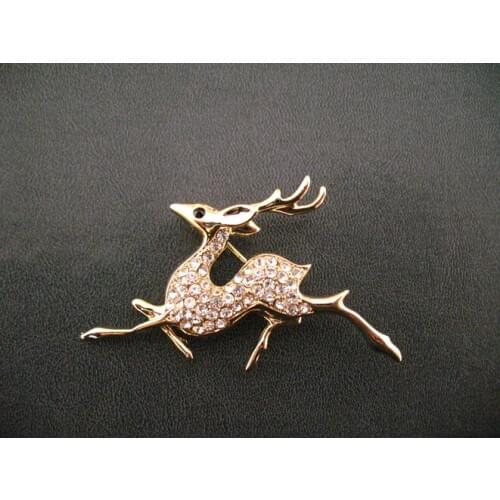 2019 Fashion gold brooch personality deer brooch pin bow full crystal brooch