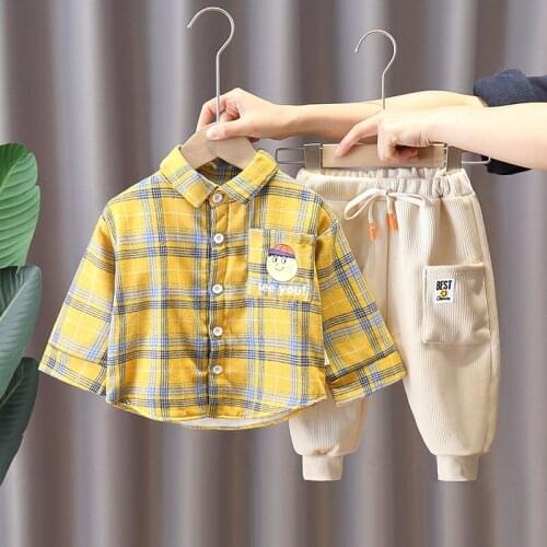 2020 Winter Kids Cloth Baby Plaid Penguin Warm Clothing Sets Suits Baby Girls Thick Shirt+Pants Outfits 2pcs/Set Tracksuits