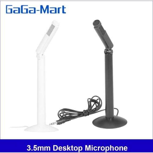 3.5mm Desktop Microphone Portable Capacitor Microphone Conference Video Chat Recording Microphone for PC Laptop Black