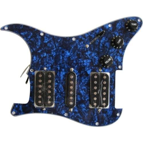 3-ply 11 Holes Blue Pearl Prewired Pickguard HSH With Black Pickup For ST Replac