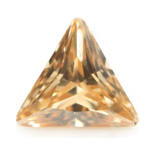 50PCS 3x3~15x15mm Triangle Shape Loose CZ Stone Champagne AAAAA Cubic zirconia Synthetic stone For Jewelry DIY Gems Stone