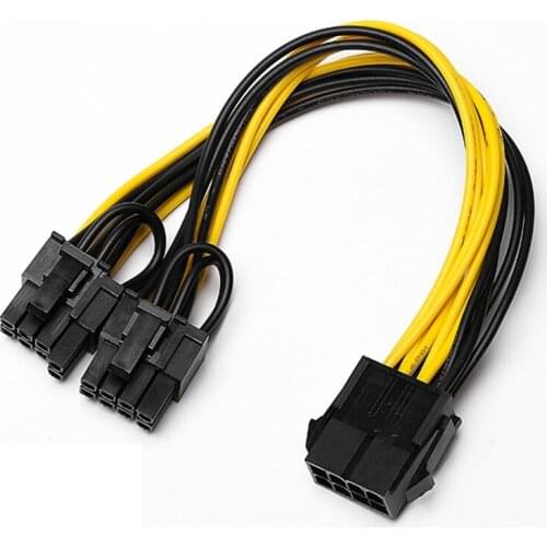 8p Female To 2 Port Dual 8pin 6+2p Male GPU Graphics Video Card Power Cable Cord 18AWG Wire