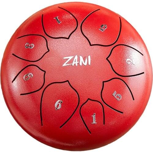 6 Inch Steel Tongue Drum 8 Tune Carbon Steel Alloy Hand Drum Percussion Instruments with Cloth Bag Drumsticks Sheet Music STD02