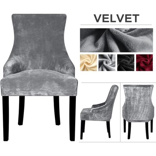 Velvet Fabric European Style Chair Cover Sloping Arm Big Size Wing Back King Back Chair Covers Seat Covers Washable Removable