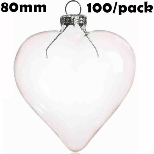 Free Shipping DIY Paintable Christmas Decoration Ornament/Ball 80*70mm Glass Heart, 100/Pack