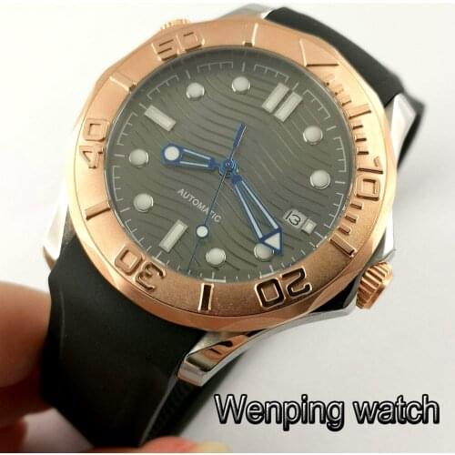Bliger new 41mm mens top mechanical watches sapphire glass stainless steel bezel sterile dial date luminous automatic mens watch