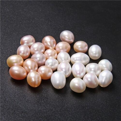 10pcs/lot Natural Freshwater Pearl 9-10mm Oval Shape Half Hole Pearl Loose Beads for Jewelry Making DIY Accessries Wholesale