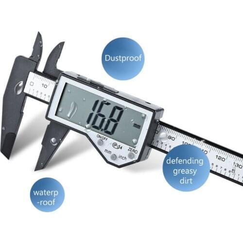 Digital Caliper Waterproof IP54 Large LCD Screen Carbon Fiber Vernier 0-150mm 6"