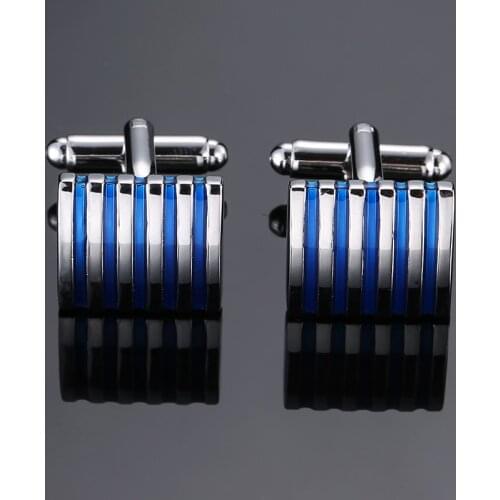 DY new High grade brand Brass material Silvery square blue stripes Cufflinks Mens French shirt Cufflinks free shipping