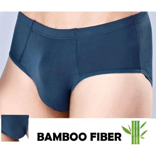 Breathable Bamboo Fiber Men Underwear For Big Penis Plus Size Solid Color Basic Ropa Interior Hombre Sexi Silk Skins Slip Briefs