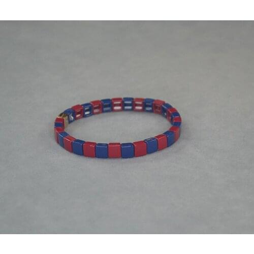 H 2021 New Rainbow Candy Blue Red dark Enamel Elastic Bracelet Mix with Bohemian Street Shooting