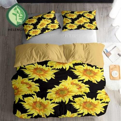 HELENGILI 3D Bedding Set Sunflower Print Duvet Cover Set Lifelike Bedclothes with Pillowcase Bed Set Home Textiles #XRK08