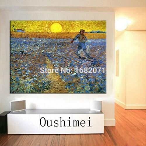 Skilled Artist Reproduction Hand-painted Sower Canvas Painting High Quality Van Gogh Impression Sower Oil Painting