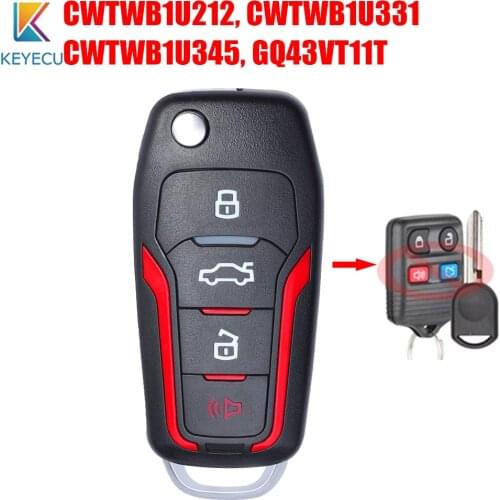 Keyecu Upgrade Red Flip Remote Key 315MHz 4D63 80BIT for Ford for Mercury for Lincoln CWTWB1U212 CWTWB1U331 GQ43VT11T CWTWB1U345