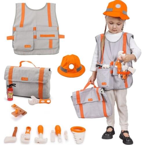 TUMAMA Engineer Role Play Costume Dress-up Set 16 Pcs Pretend Play Educational Engineer Toys Baby Toys Gifts Playset Kits