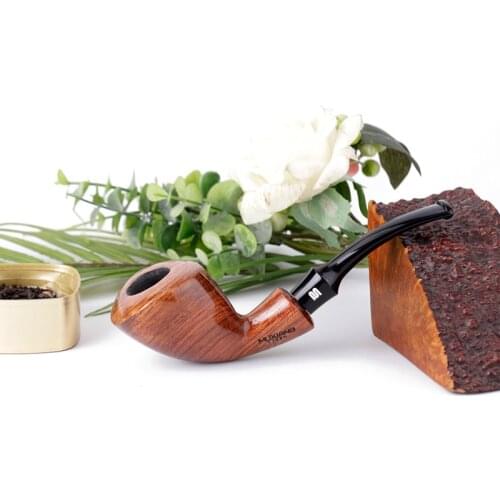 RU-Handmade Rosewood Tobacco Pipe 3mm Metal Filters Bent Stem Wooden Pipe for New Smokers with 10 Smoking Tools Accessories Kit