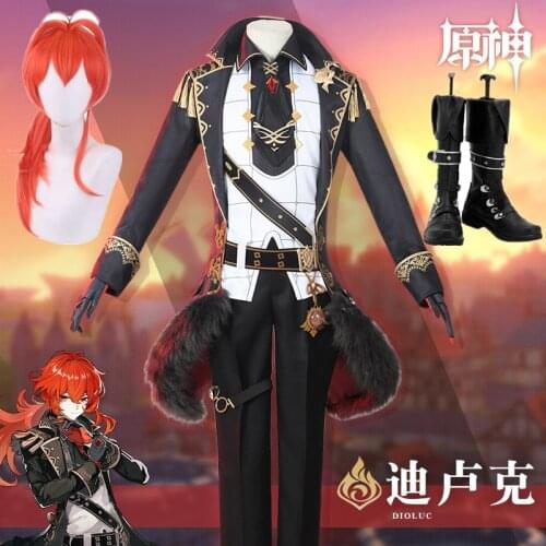 New Game Genshin Impact Cosplay Costume Diluk Cosplay Costume Men Cosplay Costume Halloween Shirt Pants Cloak Full Set
