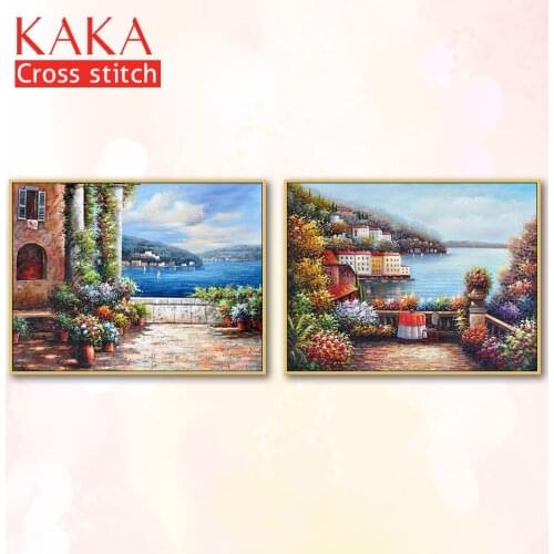 Cross stitch kits,Embroidery needlework sets with printed pattern,11CT-canvas for Home Decor Painting,Landscape Full NCKS084