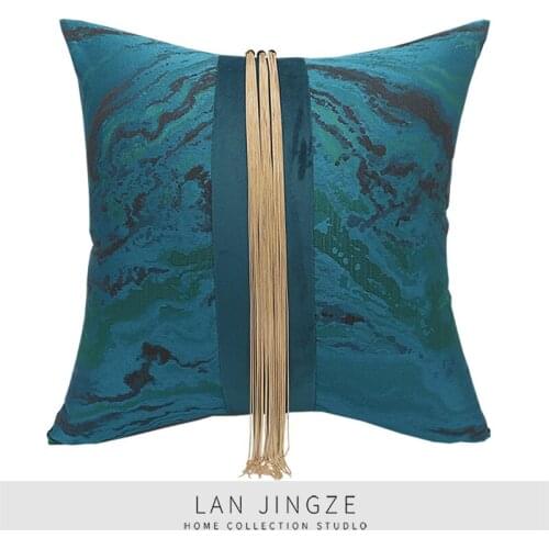 LAN JINGZE Cushion Cover Home Decorative Gold Metal Tassel Sofa Pillowcase Modern Simple Throw Pillows Cushions 45cmx45cm