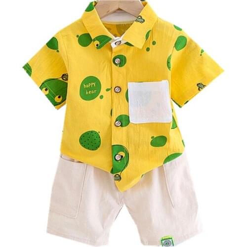 New Summer Baby Boys Clothes Suit Children Printed Pattern Shirt Shorts 2Pcs/sets Toddler Casual Clothing Infant Kids Tracksuits