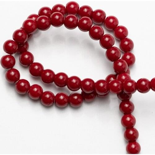 Wholesale Dark Coral Glass Beads Natural Stone Round Loose Beads for Jewelry Making 4 6 8 10 12mm Necklace Bracelet Earrings DIY