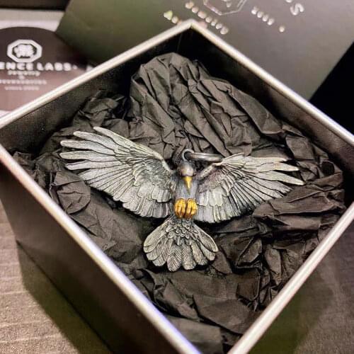 Domineering Silver Color Crow Pendant Necklace for Motorcycle Party Men Women Necklace Long Chain Fashion Jewelry Accessories