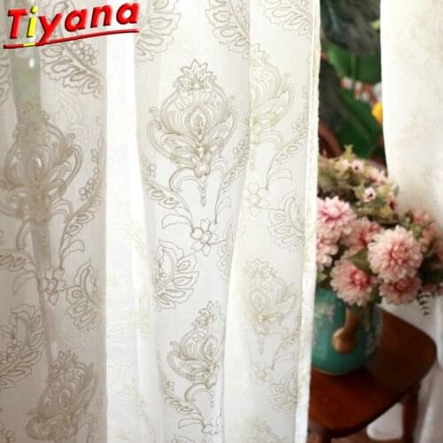 Pastoral Geometric Embroidery Curtains Tulle for Living Room Dolly Material White Yarn for Bedroom Balcony #VT