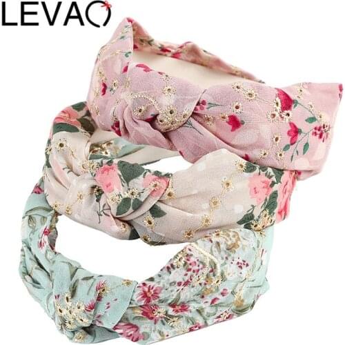 LEVAO Women Printed Knotted Wide Headband Hairband Simple Girls Fashion Headwear High Quality Hairbands