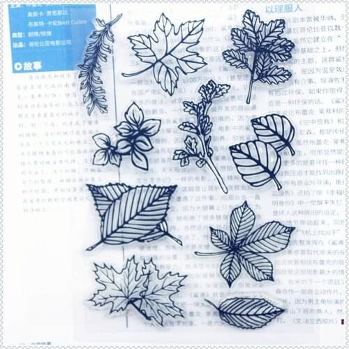 PANFELOU 11.3*15.56cm leaves series Transparent Silicone Rubber Clear Stamps cartoon for Scrapbooking/DIY wedding album