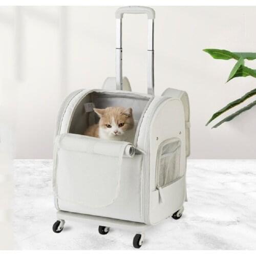 Pet Backpack Travel Case Wheels Carrier Pet Bag Portable Dog Trolley Outdoor Travel Cat Bag Transport For Cat Dogs Supplies