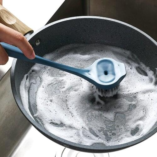 Household Cleaning Brush Dish Pan Pot Cleaning Kitchen Scrub Brush Sink Bathroom Brushes with Scraper Tip Comfortable Grip
