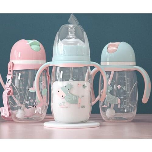 Kids Newborn Water Cup Cartoon Baby Feeding Cups With Straws Leakproof Water Bottles Outdoor Portable Childrens Cups Drinker
