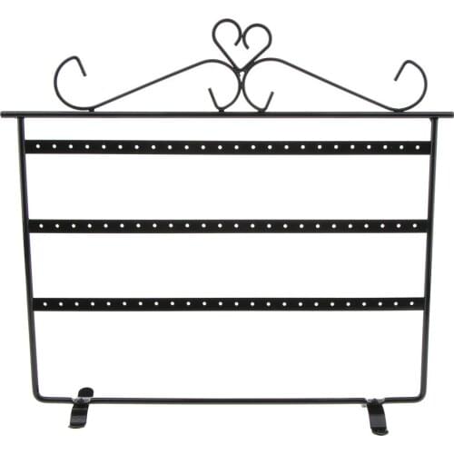 Retro Black Metal Earring Display Stand Organization Rack 3 Tiers 36 Pairs