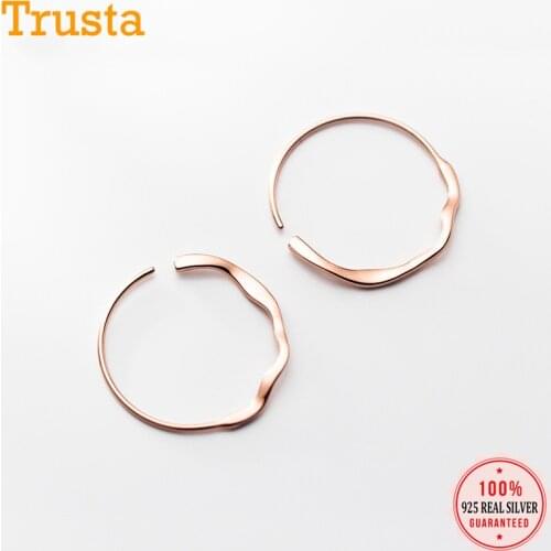 Trustdavis Minimalist Genuine 925 Sterling Silver Rose Waves Hoop Earrings For Fashion Womens Wedding Jewelry Gift DS1883