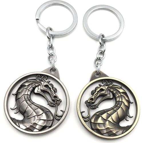 Wholesale Game Mortal Kombat Keychains Vintage Metal Alloy Pendant Key Chain Chaveiro Key Ring For Men Size 4.5*4.5cm