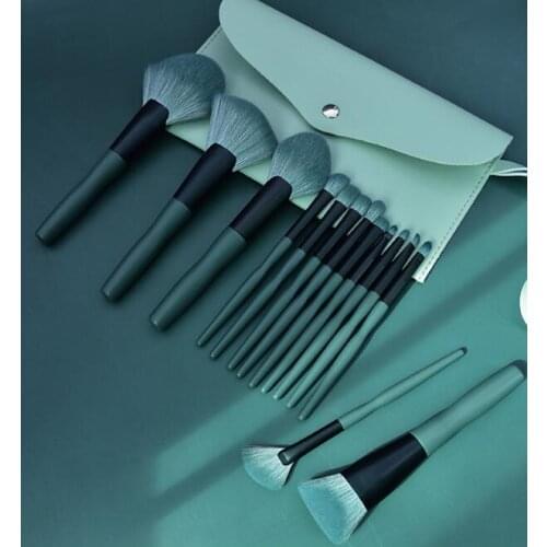 10Set/Lot 14Pcs/Set Banana Green Cloud Makeup Brush Set Soft Hair Powder Eye Shadow Powder Blush Cosmetic Beauty Tools HA2453