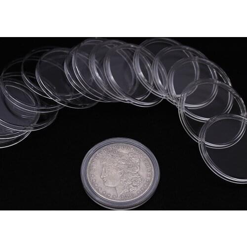 100 Containers Round Transparent Boxed Coin Capsules Coin Case Transparent Color 33mm Collection Protector Commemorative