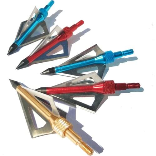 12pcs 100 Grain Arrowhead Hunting Arrow Tip Point 3 Blades Shooting Broadhead Hunting Heads for Carbon Fiberglass Arrow