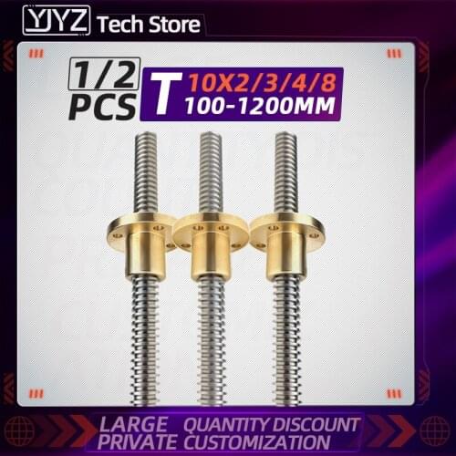 T10 screw large lead screw stainless steel screw 3D printer excavator stepper motor screw 10MM