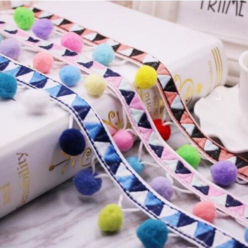 20y Pompoms Trim Jacquard Webbing Pom Poms Tassel Trimming Lace Ribbon Fabric Sewing Decorative Clothes DIY Applique Accessoies