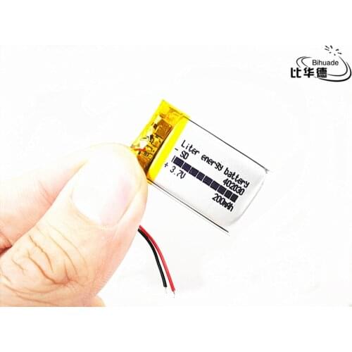 3.7V 200mAh 402030 Lithium Polymer Li-Po li ion Rechargeable Battery Lipo cells For Bluetooth GPS MP3 MP4 portable electrograph
