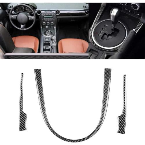 3pcs Gear Shift Panel Trim CD Panel Cover Carbon Fiber Decoration Fit for Mazda MX-5 NC/Roadster NC 09-15 Car style