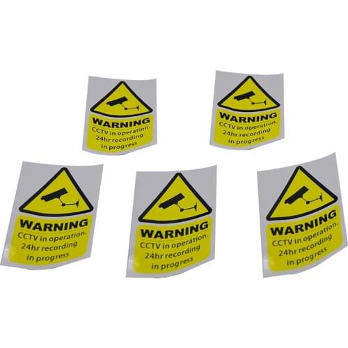 5PCS/Set CCTV In Operation Video Surveillance Security Alarm Decal Window Warning Sticker Mark Signs Car Styling