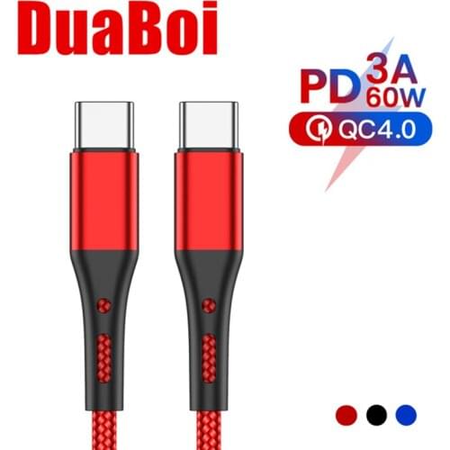 60W 3A Fast Charging USB Type C TO USB-C Data Cable For Realme X2 Pro C3 5 Pro Xiaomi Poco F2 Pro Oneplus Nord Redmi Note 8 Pro